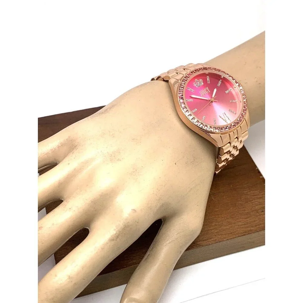 Juicy By Juicy Couture Women's Watch JC/5028 Quartz Pink Dial Rose Gold Steel